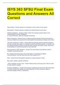 ISYS 363 SFSU Final Exam Questions and Answers All Correct 