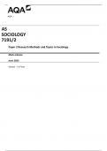 AQA AS  SOCIOLOGY 7191/2  Paper 2 Research Methods and Topics in Sociology Mark scheme June 2023  Version: 1.0 Final   