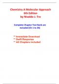 Test Bank For Chemistry A Molecular Approach, 6th Edition Tro (All Chapters included)