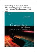 Criminology in Canada Theories Patterns and Typologies 5th Edition by Larry J. Siegel Chris McCormick