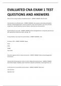 EVALUATED CNA EXAM 1 TEST QUESTIONS AND ANSWERS