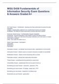 WGU D430 Fundamentals of Information Security Exam Questions & Answers Graded A+