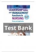Leadership Roles and Management Functions in Nursing Theory and Application 11th Edition Test Bank | All Chapters Explored