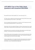 C475 WGU Care of the Older Adult questions well answered 2023/2024