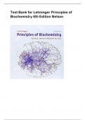 Test Bank for Lehninger Principles of  Biochemistry 6th Edition Nelson