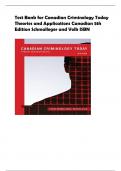 Test Bank for Canadian Criminology Today  Theories and Applications Canadian 5th  Edition Schmalleger and Volk ISBN