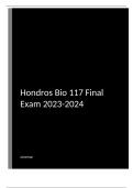 Hondros Bio 117 Final Exam 2023-2024 Actual Questions and Answers 100% Verified by experts