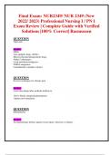 Final Exam: NUR2349/ NUR 2349 (New 2022/ 2023) Professional Nursing I / PN I  Exam Review | Complete Guide with Verified Solutions |100% Correct| Rasmussen 