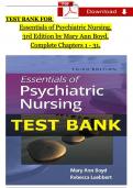Essentials of Psychiatric Nursing 3rd Edition TEST BANK by Mary Ann Boyd & Rebecca Ann Luebbert, All Chapters 1 - 31, Complete Newest Version