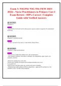 Exam 3: NSG554/ NSG 554 (NEW 2023/ 2024) - Nurse Practitioners in Primary Care I  Exam Review | 100% Correct | Complete Guide with Verified Answers 