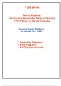 Test Bank for Social Science: An Introduction to the Study of Society, 17th Edition Colander (All Chapters included)