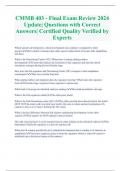 CMMB 403 - Final Exam Review 2024  Update| Questions with Correct  Answers| Certified Quality Verified by  Experts