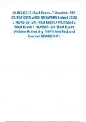 NURS 6512 Final Exam -7 Versions 700 QUESTIONS AND ANSWERS Latest 2024 / NURS 6512N Final Exam / NURS6512 Final Exam / NURS6512N Final Exam Walden University 100% Verified and Correct GRADED A+