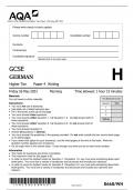 AQA GCSE GERMAN Higher Tier Paper 4 Writing QP 2023