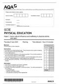 AQA GCSE PHYSICAL EDUCATION Paper 2 Socio-cultural influences and wellbeing in physical activity and sport QP 2023