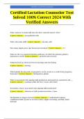 Certified Lactation Counselor Test Solved 100% Correct 2024 With Verified Answers