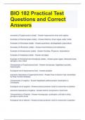 BIO 182 Practical Test Questions and Correct Answers