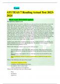 ATI TEAS 7 Reading Actual Test 2023- 2024  Real exam 2023/2024 update 