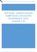 Test Bank - Larsen's Human Embryology, 6th Edition (Schoenwolf, 2022), Chapter 1-20