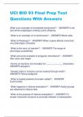 UCI BIO 93 Final Prep Test  Questions With Answers