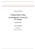 Instructor Manual for Criminal Justice Today An Introductory Text for the 21st Century 16th Edition By Frank Schmalleger (All Chapters, 100% Original Verified, A+ Grade)