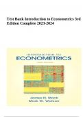Test Bank Introduction to Econometrics 3rd Edition Complete Newest 2024