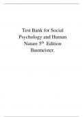 Test Bank for Social Psychology and Human Nature 5th  Edition Baumeister.