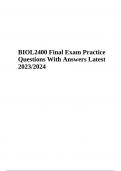 BIOL2400 Final Exam Questions With Correct Answers Latest 2024 (GRADED)