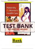 Test Bank for Maternity & Women’s Health Care, 13th Edition, Lowdermilk||Latest Update 2024