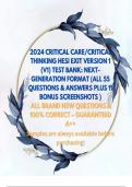 2024 CRITICAL CARE/CRITICAL THINKING HESI EXIT VERSION 1 (V1) TEST BANK: NEXT-GENERATION FORMAT (ALL 55 QUESTIONS & ANSWERS PLUS 11 BONUS SCREENSHOTS )  ALL BRAND NEW QUESTIONS & 100% CORRECT – GUARANTEED A++