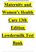Maternityand Women'sHealth Care13th Edition LowdermilkTest Bank