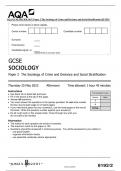 AQA GCSE SOCIOLOGY Paper 2 The Sociology of Crime and Deviance and Social Stratification QP 2023