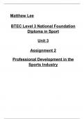 BTEC Sport Level 3 Unit 3 A2 Professional development