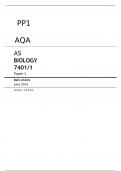 AQA AS LEVEL  BIOLOGY 7401/1 Paper 1 JUNE 2023 > FINAL MARK SCHEME