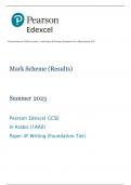 Pearson Edexcel GCSE In Arabic (1AA0) Paper 4F Writing (Foundation Tier) Mark Scheme 2023