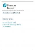 Pearson Edexcel GCSE In Design & Technology (1DT0) 1C: Polymers Mark Scheme 2023