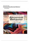 TEST BANK FOR: Understanding Abnormal Behavior     12th Edition  by David Sue,  Derald Wing Sue, Latest edition 2024