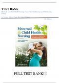 Test Bank For Maternal and Child Health Nursing: Care of the Childbearing and Childrearing Family 8th Edition by JoAnne Silbert-Flagg||ISBN NO:10,1496348133||ISBN NO:13,978-1496348135||All Chapters||Complete Guide A+