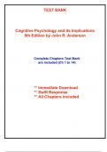 Test Bank for Cognitive Psychology and Its Implications, 9th Edition Anderson (All Chapters included)