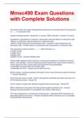 Mmsc490 Exam Questions with Complete Solutions