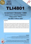 TLI4801 Assignment 1 (COMPLETE ANSWERS) Semester 1 2024 (790414) - DUE 18 March 2024