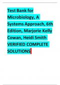Test Bank for Microbiology, A Systems Approach, 6th Edition, Marjorie Kelly Cowan, Heidi Smith VERIFIED COMPLETE  SOLUTIONS