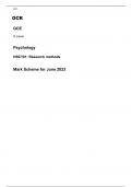 OCR A Level  Psychology  H567/01: PAPER 1 JUNE 2023 FINAL MARK SCHEME  Research methods 