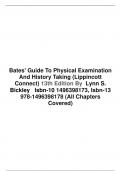 Bates' Guide To Physical Examination  And History Taking (Lippincott  Connect) 13th Edition By Lynn S.  Bickley Isbn-10 1496398173, Isbn-13  978-1496398178 (All Chapters  Covered)