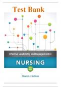Test Bank For Effective Leadership and Management in Nursing 9th Edition by  Eleanor Sullivan ISBN:9780134153117| Complete Guide A+