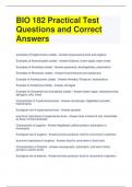 BIO 182 Practical Test Questions and Correct Answers