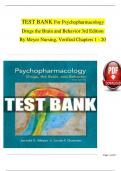 TEST BANK For Psychopharmacology: Drugs, the Brain, and Behavior, 3rd  Edition By Meyer Nursing, Verified Chapters 1 - 20, Complete Newest Version