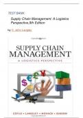 TEST BANK: Supply Chain Management: A Logistics Perspective,9th Edition  by C. John Langley latest 2024