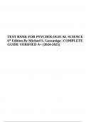 TEST BANK FOR PSYCHOLOGICAL SCIENCE 6th Edition By Michael S. Gazzaniga | COMPLETE All Chapters (2024-2025)