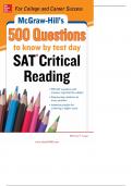 McGraw-Hill's 500 SAT Critical Reading Questions to Know by Test Day | 500 SAT Critical Reading questions | Full explanations for each question in the answer key
